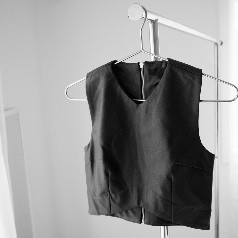 Black Vegan Leather Crop